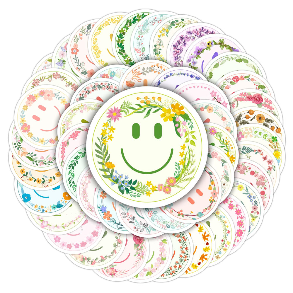 50PCS Smiling Stickers, Cute Water Bottle Stickers for Kids, for Teaching Rewards, Notebooks, Stationery, Luggage, Cartoon PVC Happy Stickers