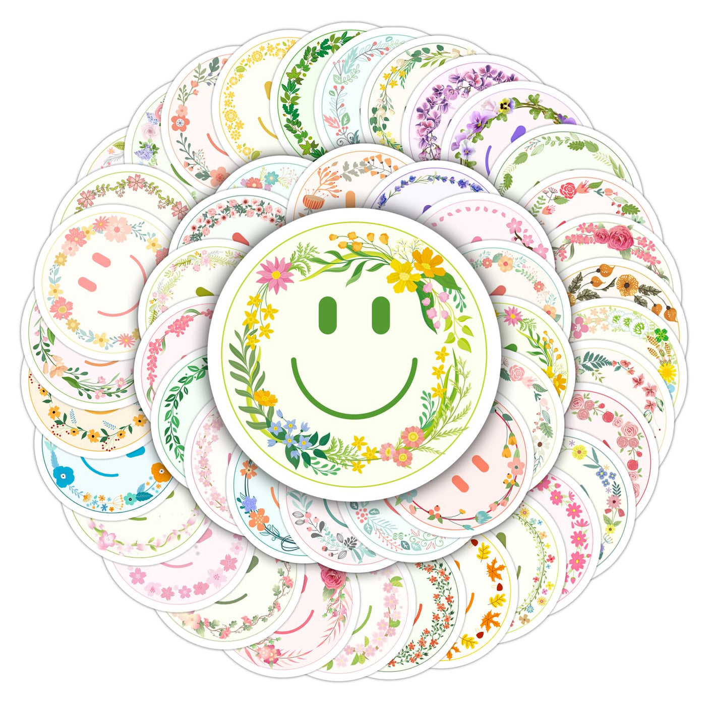 50PCS Smiling Stickers, Cute Water Bottle Stickers for Kids, for Teaching Rewards, Notebooks, Stationery, Luggage, Cartoon PVC Happy Stickers