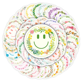 50PCS Smiling Stickers, Cute Water Bottle Stickers for Kids, for Teaching Rewards, Notebooks, Stationery, Luggage, Cartoon PVC Happy Stickers