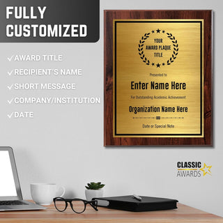 Custom Plaque - Add Title and Text - Award Plaque for Employee of the Month, Perfect as Retirement Plaque, Thank You, Service Recognition and Appreciation Gifts - Personalized Plaque for Men/Women (UV Print Gold/Black Plate, 6" X 8")