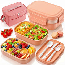 HOMETALL Bento Box Adult with Insulated Lunch Bag - 3 Stackable Leak-Proof Lunch Box Containers for Women & Men - BPA Free Lunchbox with Utensil Set (Spoon, Knife, Fork) for Work, Picnic, Dining Out