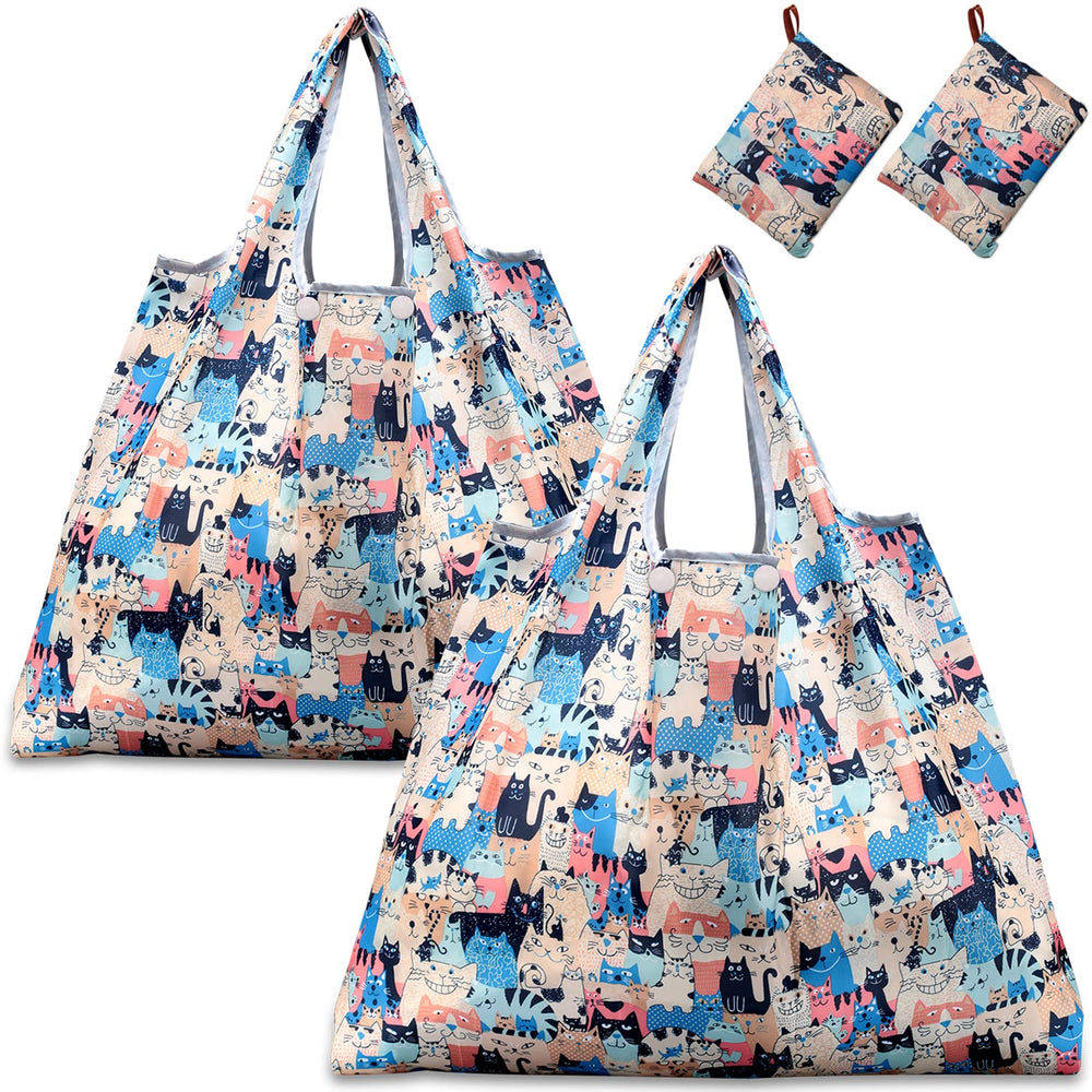 KINGMAS Reusable Grocery Bags, Eco-Friendly Folding Tote Shopping Bag fits in Pocket, Washable Waterproof Nylon Pouch Bags