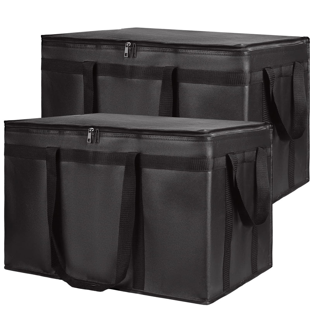 Insulated Food Delivery Bag, XXXL Insulated Reusable Grocery Cooler/Hot Bags, Tote Bag for Shopping/Travel/Doordash, Catering Bag Doordash 22x14x13, Black, 1-Pack
