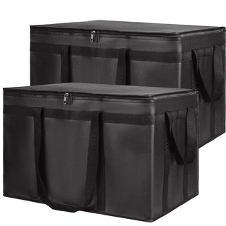 Insulated Food Delivery Bag, XXXL Insulated Reusable Grocery Cooler/Hot Bags, Tote Bag for Shopping/Travel/Doordash, Catering Bag Doordash 22x14x13, Black, 1-Pack