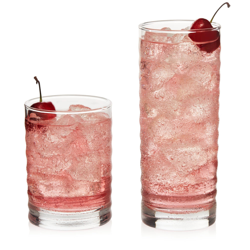 Libbey Ascent Tumbler and Rocks Drinking Glasses Set of 16, Glass Drinking Glasses with Curvature, Versatile Glassware Set for Parties and More
