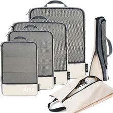BAGAIL 4 Set/6 Set/8 Set Compression Packing Cubes Travel Accessories Expandable Packing Organizers (Half Mesh, 6-Black)