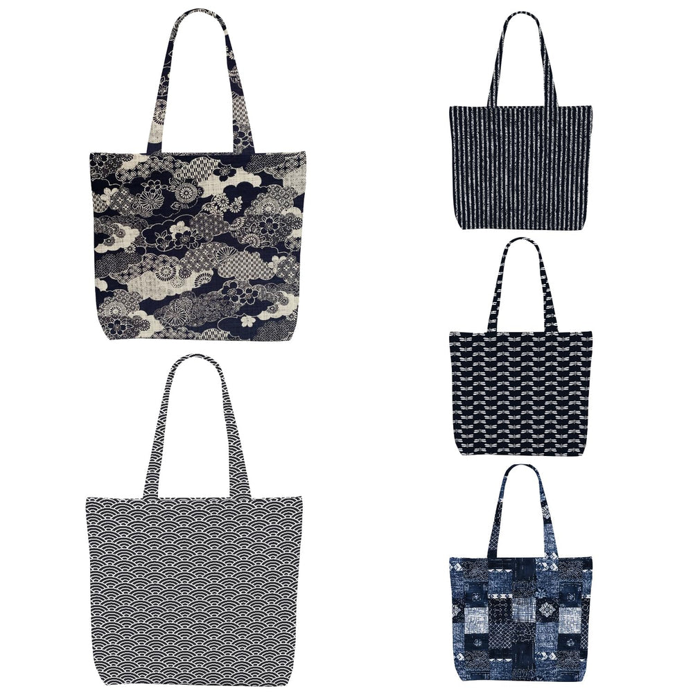 Decohim Multiple Packs Floral Japanese Print Canvas Tote Bag Reusable Grocery Bags Gifts for Women Girls Birthday Christmas