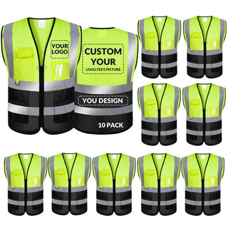 BeautyWill Custom Safety Vest Logo Class 2 High Visibility Reflevtive Vest Outdoor Protective Workwear