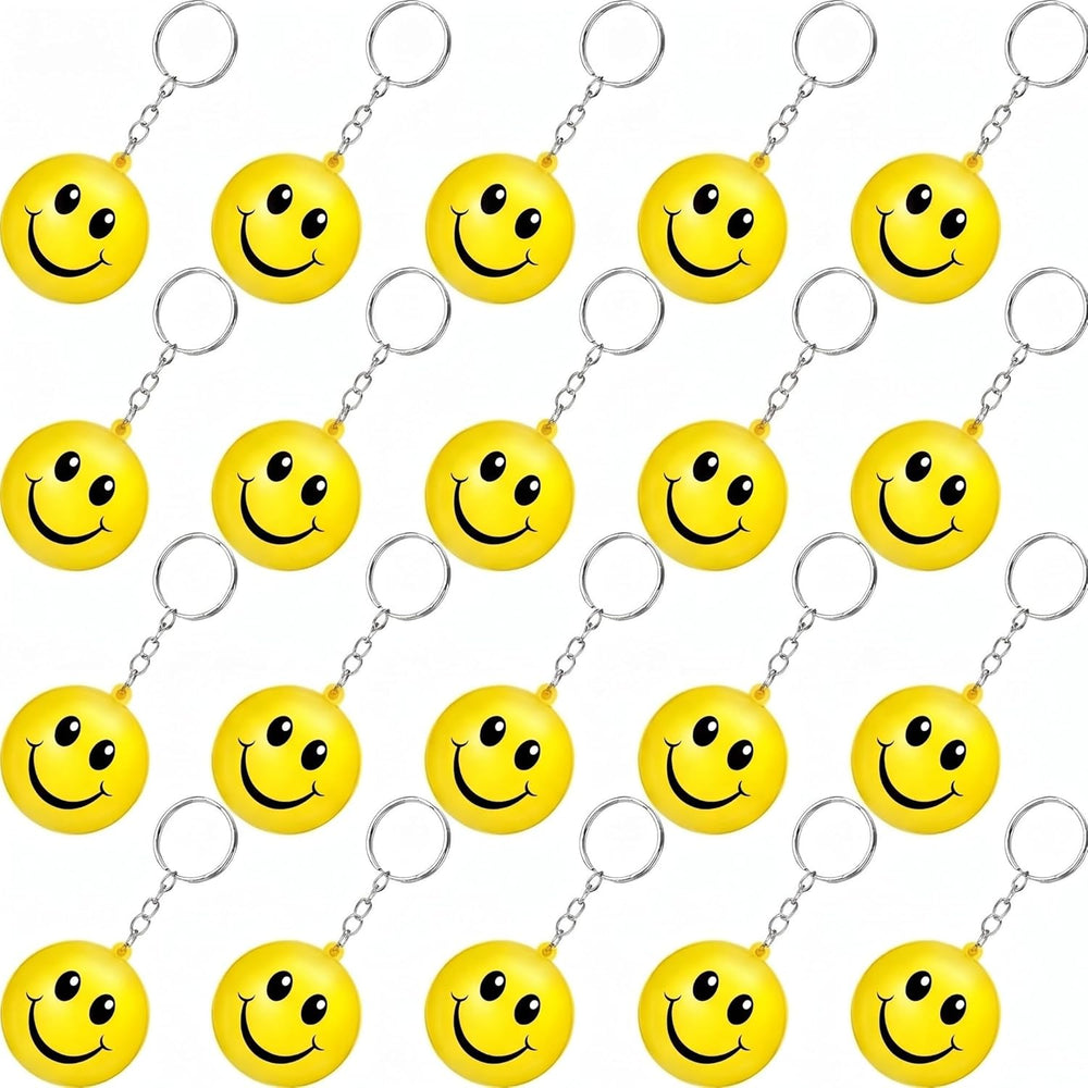 Blulu 20 Pack Smile Stress Balls Keychains Mini Foam Ball Keychains Yellow Stress Relief Gifts for Party Favors, School Carnival Reward, Birthday Party Supplies, Goodie Bag Stuffers