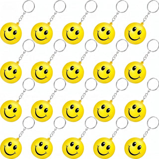 Blulu 20 Pack Smile Stress Balls Keychains Mini Foam Ball Keychains Yellow Stress Relief Gifts for Party Favors, School Carnival Reward, Birthday Party Supplies, Goodie Bag Stuffers