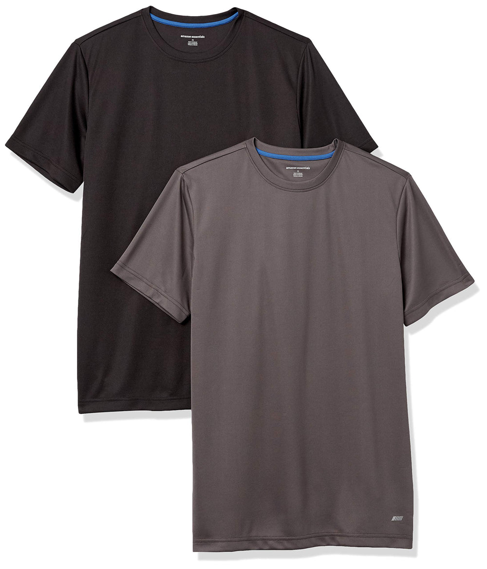 Amazon Essentials Men's Moisture Wicking Breathable Active Performance Tech Gym T-Shirts, Pack of 2