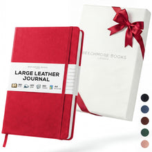 BEECHMORE BOOKS Premium Lined Leather Journal for Men & Women, 5" x 8" (A5) Thick 120gsm Ivory Cream Paper Notebook, Hardcover Vegan Leather Personal Diary, With Gift Box (Chestnut Brown)