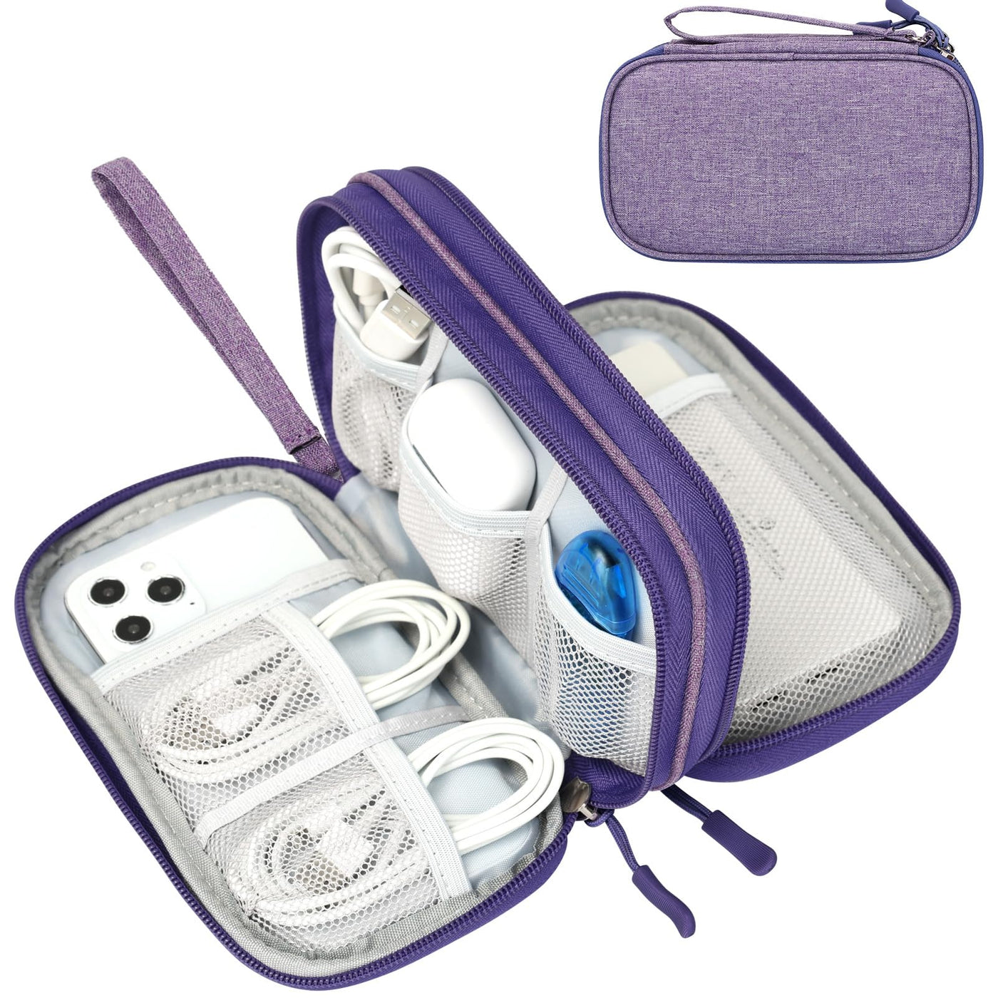 FYY Travel Cable Organizer Pouch Electronic Accessories Carry Case Portable Waterproof Double Layers All-in-One Storage Bag for Cord, Charger, Phone, Earphone Black