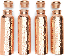 Advanced Mixology Hammered Copper Water Bottle Set of 4 (34 oz/1000ml) – 100% Pure Copper, Ayurvedic Health Benefits, Durable, Leak-Proof, Reusable, Premium Quality