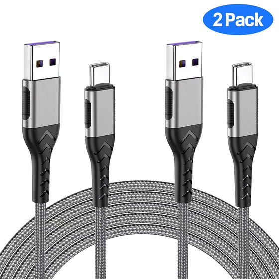 Durcord USB C Cable, Upgarded 2Pack 10ft Fast USB Type C Charging Cable for Android/Phone/Pad/Laptop, Type C Charger Braided USB Cable Compatible withi Phone 17/16/15/Pro/Plus/Max/Sam.Sung-Silver - hover image