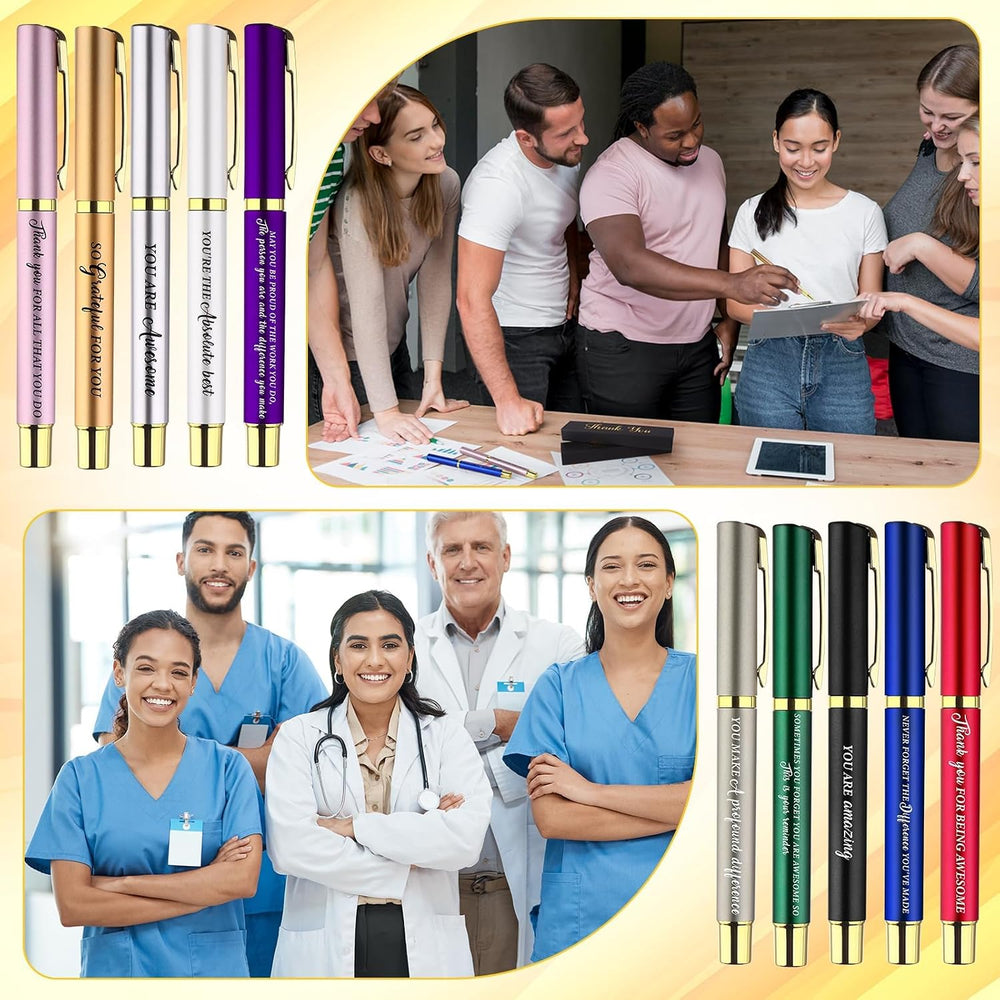 50 Set Inspirational Appreciation Gifts Bulk Include Ballpoint Pens with Thank You Gift Boxes Motivational Quote Pen Office Gift Leaving Gifts for Employee Colleagues Nurse Teacher Coworker Volunteer