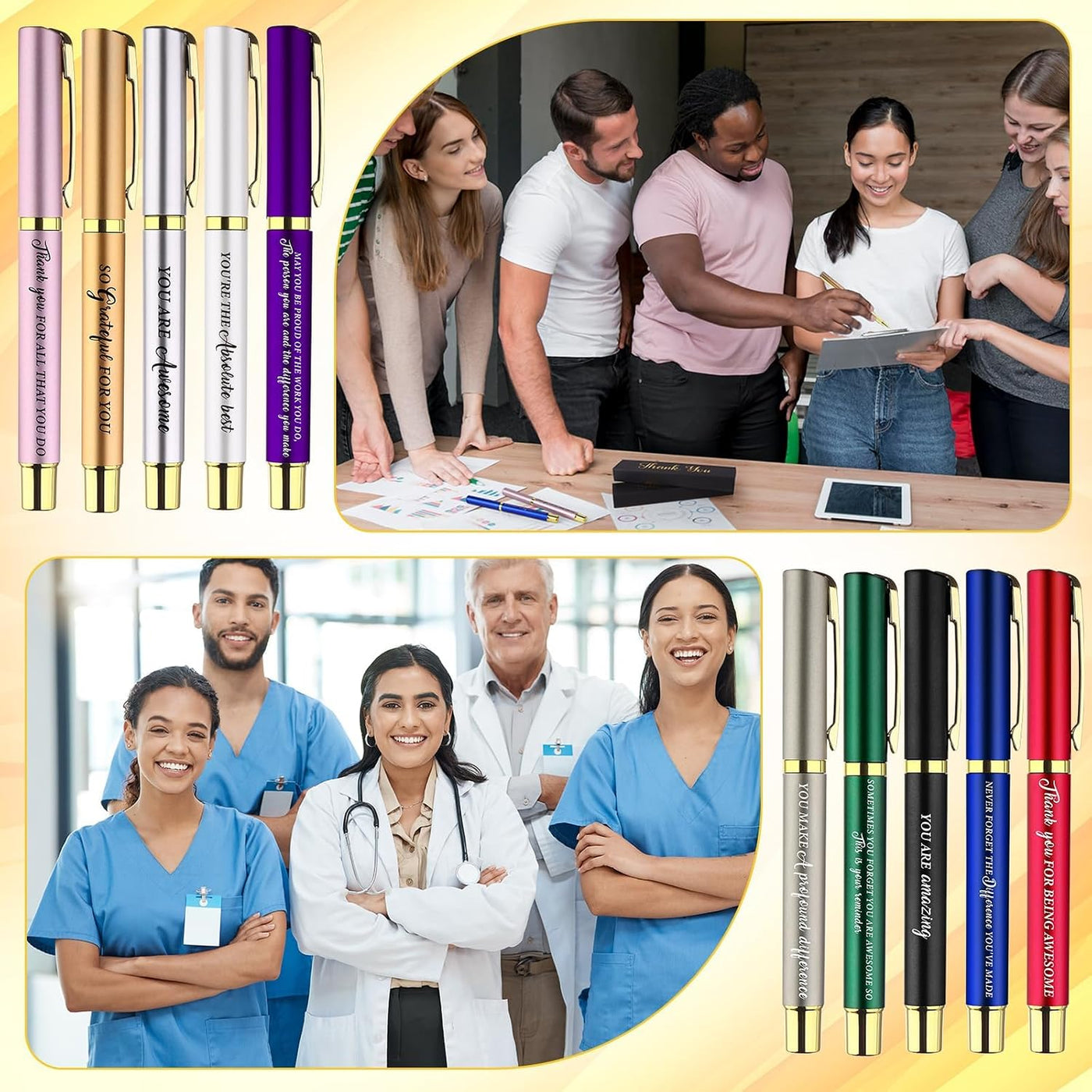 50 Set Inspirational Appreciation Gifts Bulk Include Ballpoint Pens with Thank You Gift Boxes Motivational Quote Pen Office Gift Leaving Gifts for Employee Colleagues Nurse Teacher Coworker Volunteer