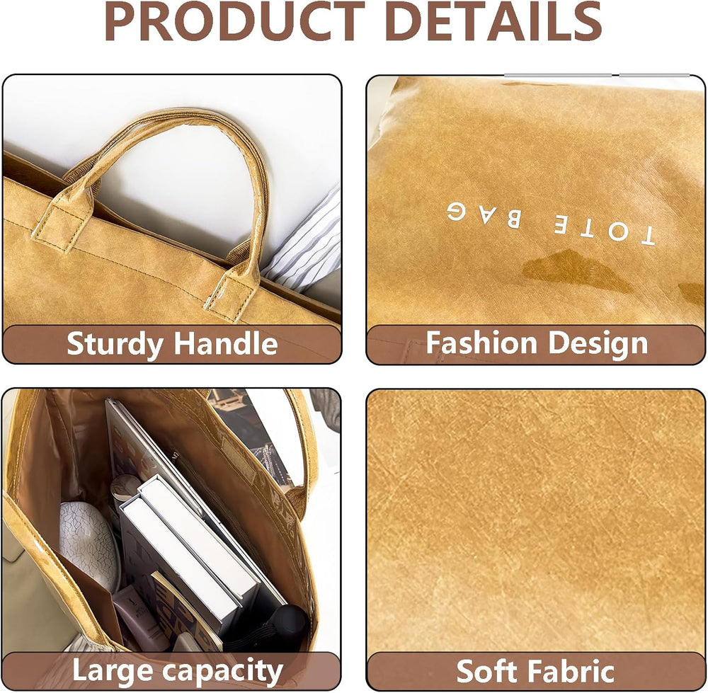 KAMEILONG Women's Large PVC Tote Bag Letters Print Handbags Paper Shoulder Bag Clear Shopping Hobo Bag