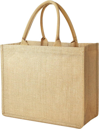 Jute Tote Bags, Burlap Bags with Laminated Interior and Soft Handles