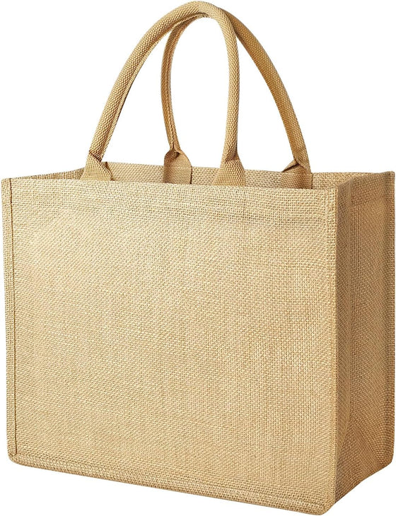 Jute Tote Bags, Burlap Bags with Laminated Interior and Soft Handles