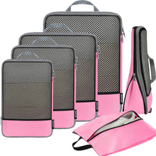 BAGAIL 4 Set/6 Set/8 Set Compression Packing Cubes Travel Accessories Expandable Packing Organizers (Half Mesh, 6-Black)