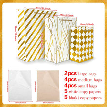 KEEPARTY Assorted Sizes Gold Foil Gift Bags with Tissue Paper Suitable for Many Occasions Set of 10 with 6 Design Styles 4 Small 4 Medium and 2 Large Gift Bags