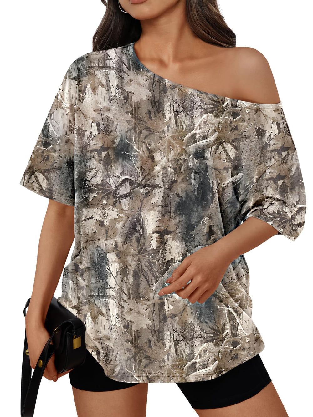 Trendy Queen Womens Off the Shoulder Tops Oversized Summer Spring T-Shirts 2026