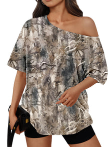 Trendy Queen Womens Off the Shoulder Tops Oversized Summer Spring T-Shirts 2026