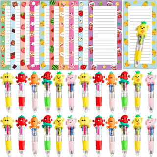 QOUBAI 30 Sets Back to School Gifts for Students Bulk Summer 4 in 1 Multicolor Ballpoint Pens and Notepads Kits First Day of School Student Gifts Bulk for Kids Preschool Welcome to School Supplies