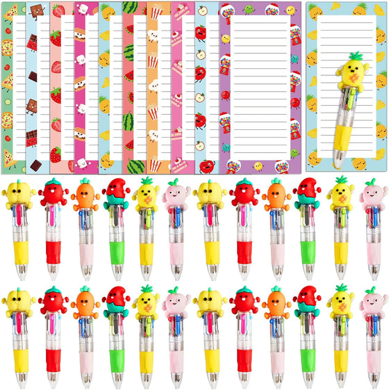 QOUBAI 30 Sets Back to School Gifts for Students Bulk Summer 4 in 1 Multicolor Ballpoint Pens and Notepads Kits First Day of School Student Gifts Bulk for Kids Preschool Welcome to School Supplies