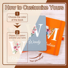 Booornainde Personalized Journal Notebook with Name & Initial, A5 Lined Linen Hardcover Journal with Pen Loop, Elastic Band & Ribbon Bookmark, Custom Notebook for Women Mom Daughter Teacher
