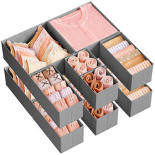 SONGMICS Drawer Organizers, Dresser Divider Organizers, Set of 12, Foldable Fabric Storage Boxes for Socks, Underwear, Bras, Ties, Scarves, Summer Sand URDZ006Y02