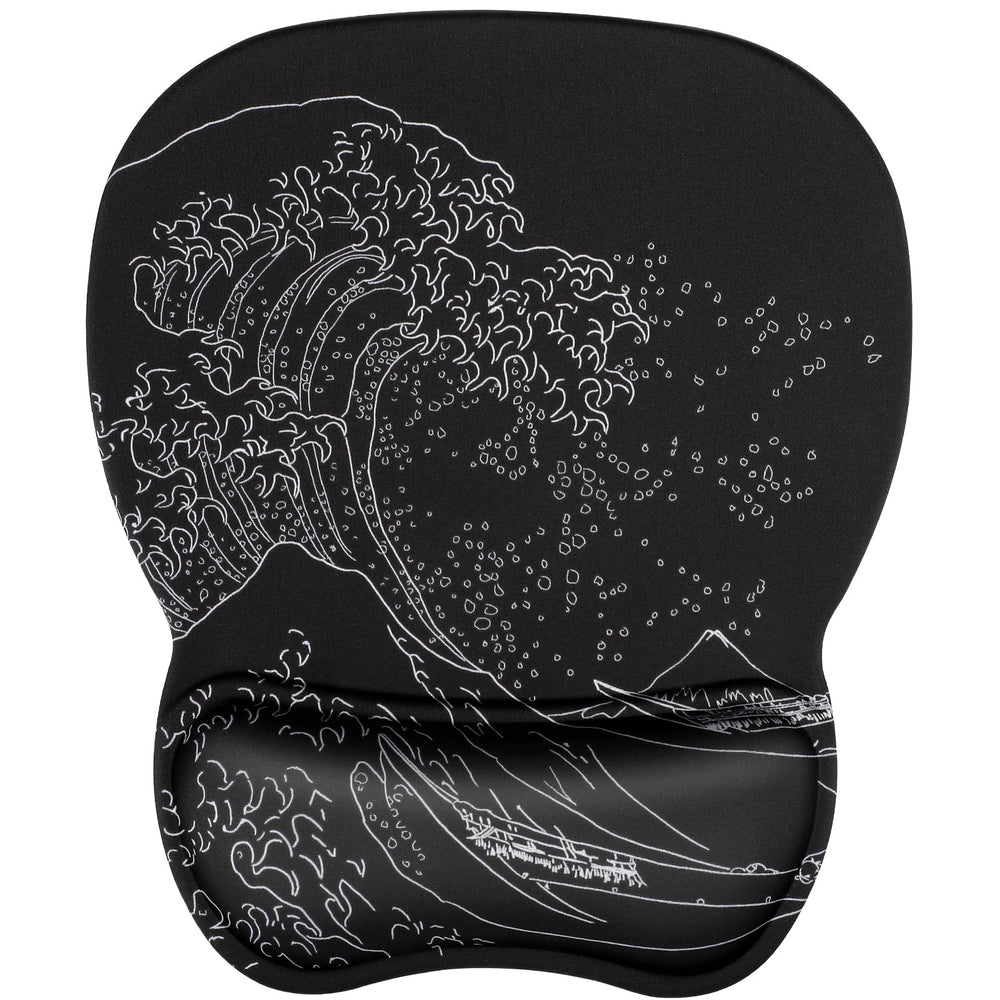 MROCO Ergonomic Mouse Pad with Gel Wrist Rest, 9.4 x 8.1 in, Black | Ergonomic Shape Design for Pain Relief, Cooling Feel Gel Cushioning for Wrist Comfort, Smooth Lycra Surface, Non-Slip PU Base