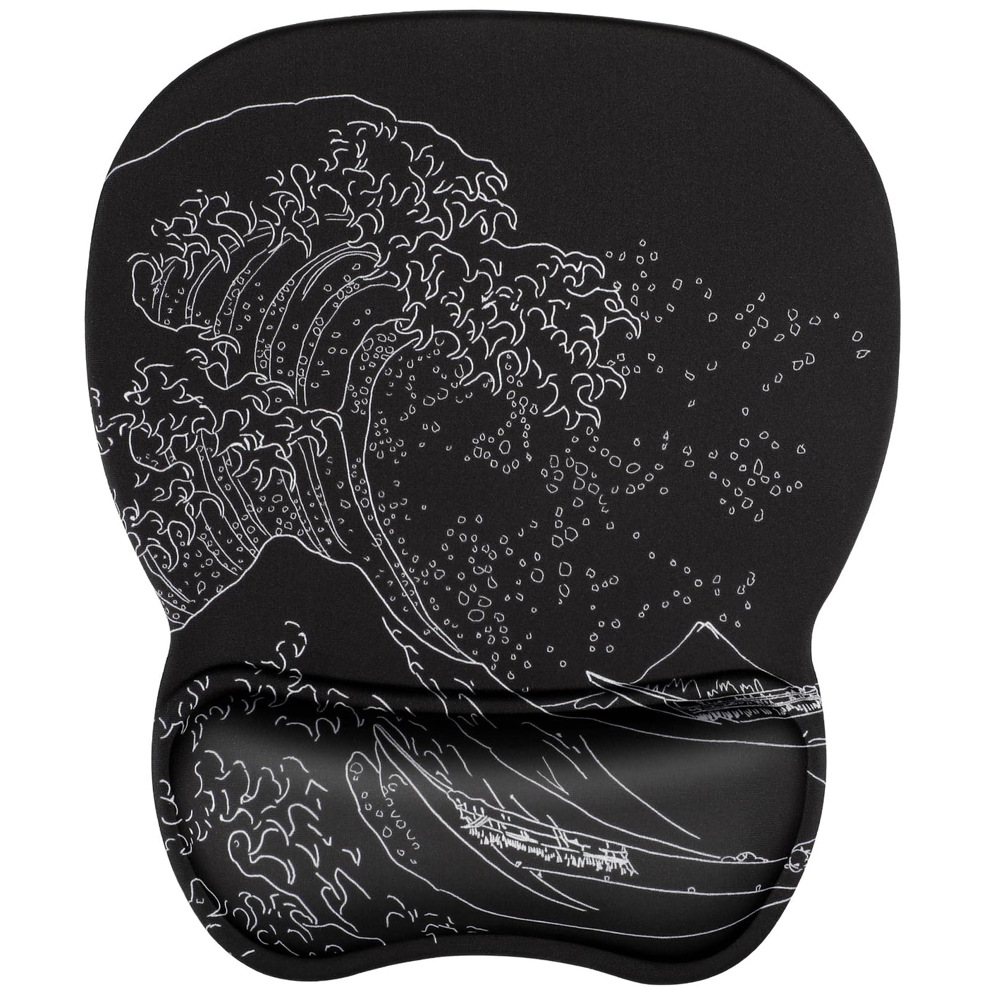 MROCO Ergonomic Mouse Pad with Gel Wrist Rest, 9.4 x 8.1 in, Black | Ergonomic Shape Design for Pain Relief, Cooling Feel Gel Cushioning for Wrist Comfort, Smooth Lycra Surface, Non-Slip PU Base