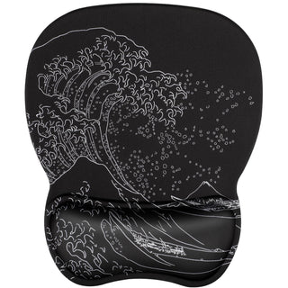 MROCO Ergonomic Mouse Pad with Gel Wrist Rest, 9.4 x 8.1 in, Black | Ergonomic Shape Design for Pain Relief, Cooling Feel Gel Cushioning for Wrist Comfort, Smooth Lycra Surface, Non-Slip PU Base