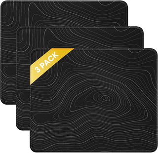 JIKIOU 3 Pack Mouse Pad with Stitched Edge, Comfortable Mouse Pads with Non-Slip Rubber Base, Washable Mousepads Bulk with Comfortable Cloth, Mouse Pads for Computers Laptop Mouse 10.2x8.3inch Black