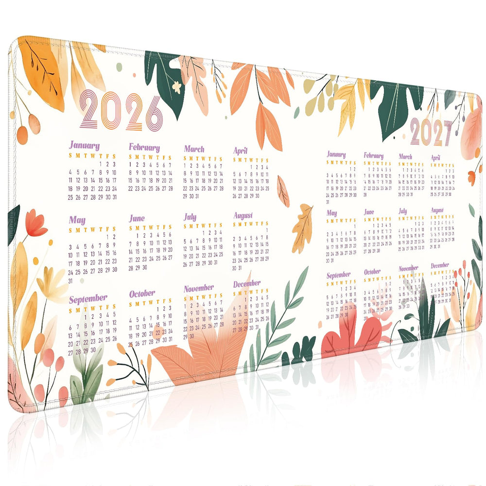 2026-2027 Two-Year Calendar Desk Pad, Large Waterproof Mouse Pad with Stitched Edges Non-Slip Rubber Base, Multi-Functional Desk Mat for Office Home Gaming Business