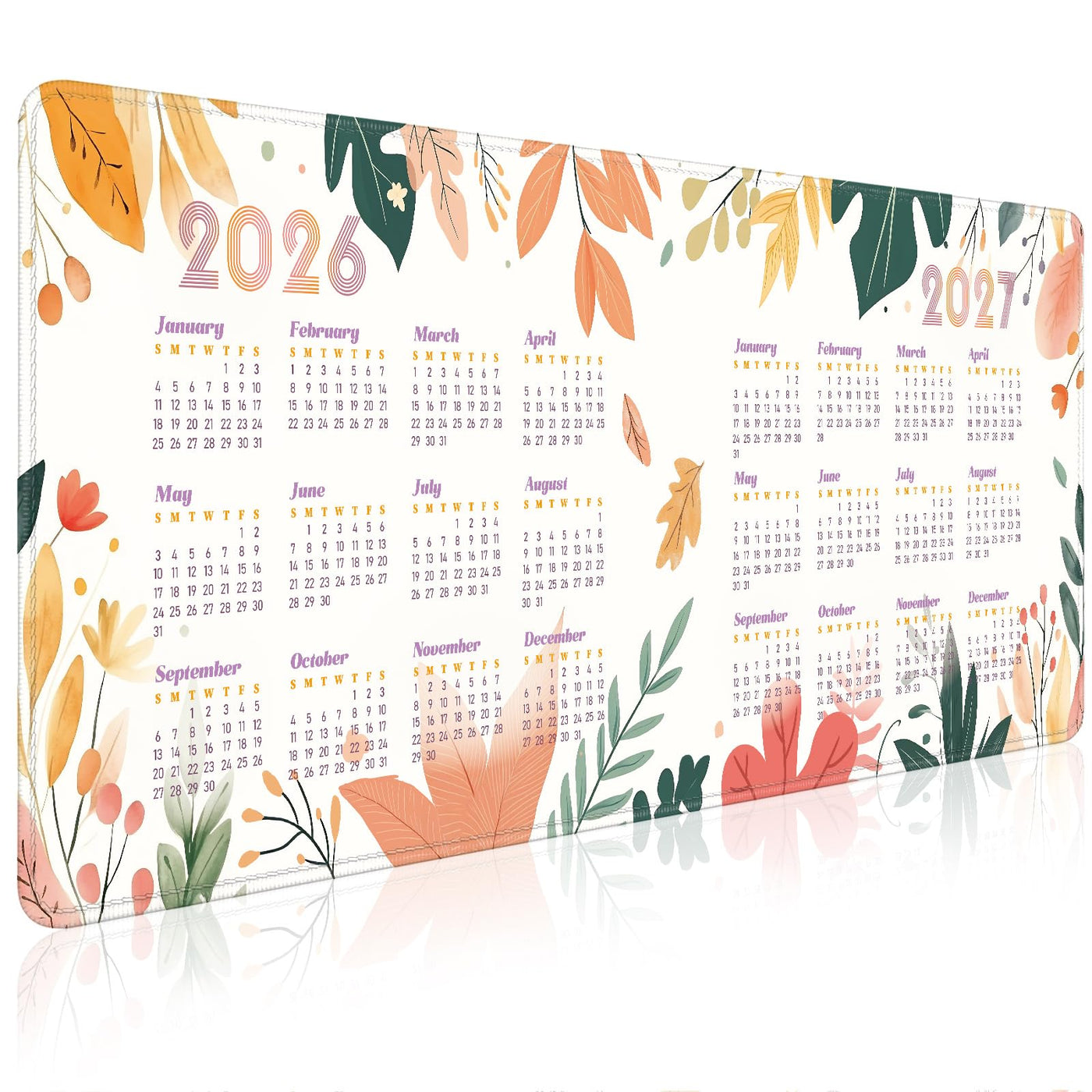 2026-2027 Two-Year Calendar Desk Pad, Large Waterproof Mouse Pad with Stitched Edges Non-Slip Rubber Base, Multi-Functional Desk Mat for Office Home Gaming Business