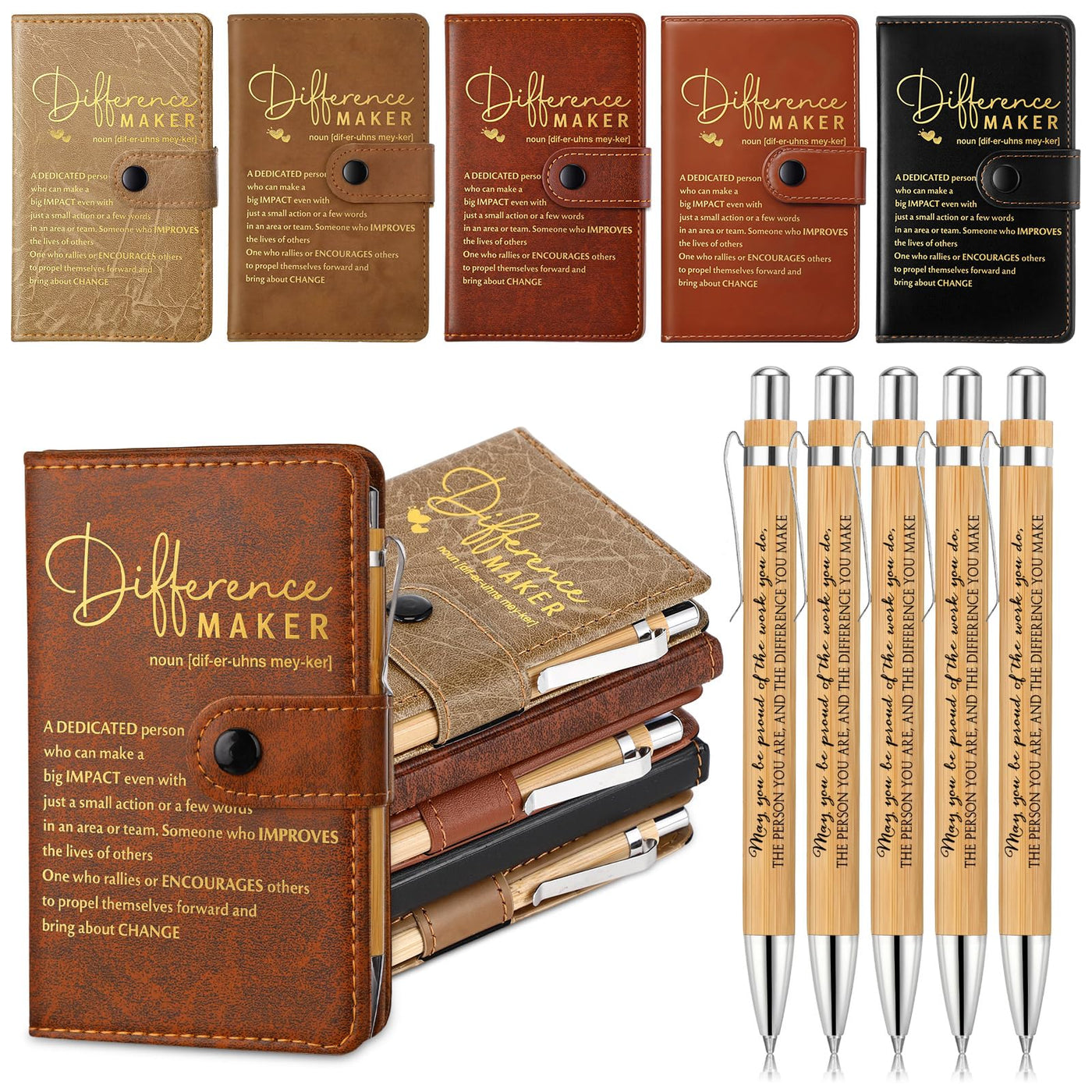 Marspark 10 Set Differen Marker Employee Appreciation Gift Inspirational A5 Leather Notepad with Motivational Pen Thank You Gift for Men Women Cna Nurse Volunteer Staff Team Office Teacher Fathers Day