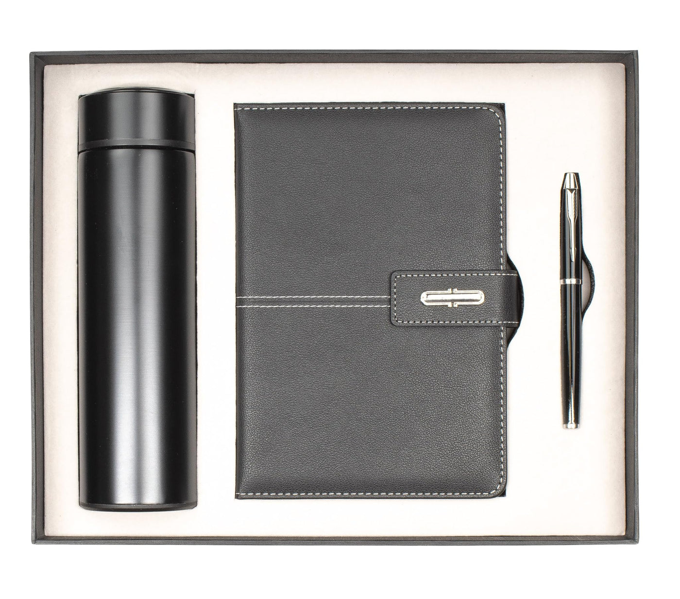 Shadow Breeze A5 Leather Notebook, Insulated Thermos and Executive Pen Gift Set in Premium Gift Box, 172 Pages 100GSM Ruled Pages, 12 oz, Great Gift for Business, School, Home (Blue)