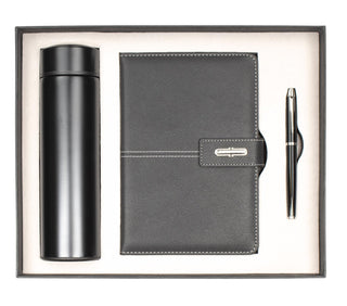 Shadow Breeze A5 Leather Notebook, Insulated Thermos and Executive Pen Gift Set in Premium Gift Box, 172 Pages 100GSM Ruled Pages, 12 oz, Great Gift for Business, School, Home (Blue)