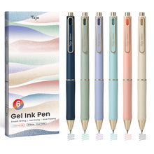 Taja Gel Pens, 6 Pcs Quick Dry Black Gel Ink Pens, 0.5mm Fine Point Smooth Writing Pens for Journaling and Note Taking, Cute Aesthetic Pens for Women & Men-Pastel