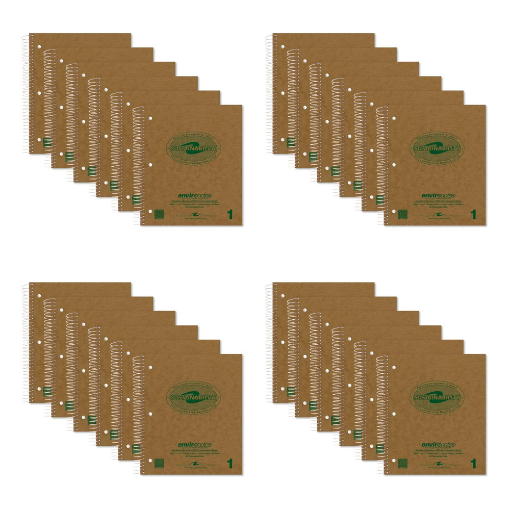 ROARING SPRING Environotes Recycled Spiral Notebook, College Ruled 1 Subject Notebook, 11" x 9", 80 Perforated Sheets, 20 lb Recycled Paper, Double Pocket, 3 Hole Punched, Made in USA