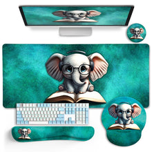 LIMKRIAN Desk Mat Set, Large Gaming Mouse Pad with Wrist Rest, Ergonomic Mouse Pad Keyboard Mat Wrist Support, Cup Coaster, Home Office Desk Accessories Decor Supplies, Funny Black Cat