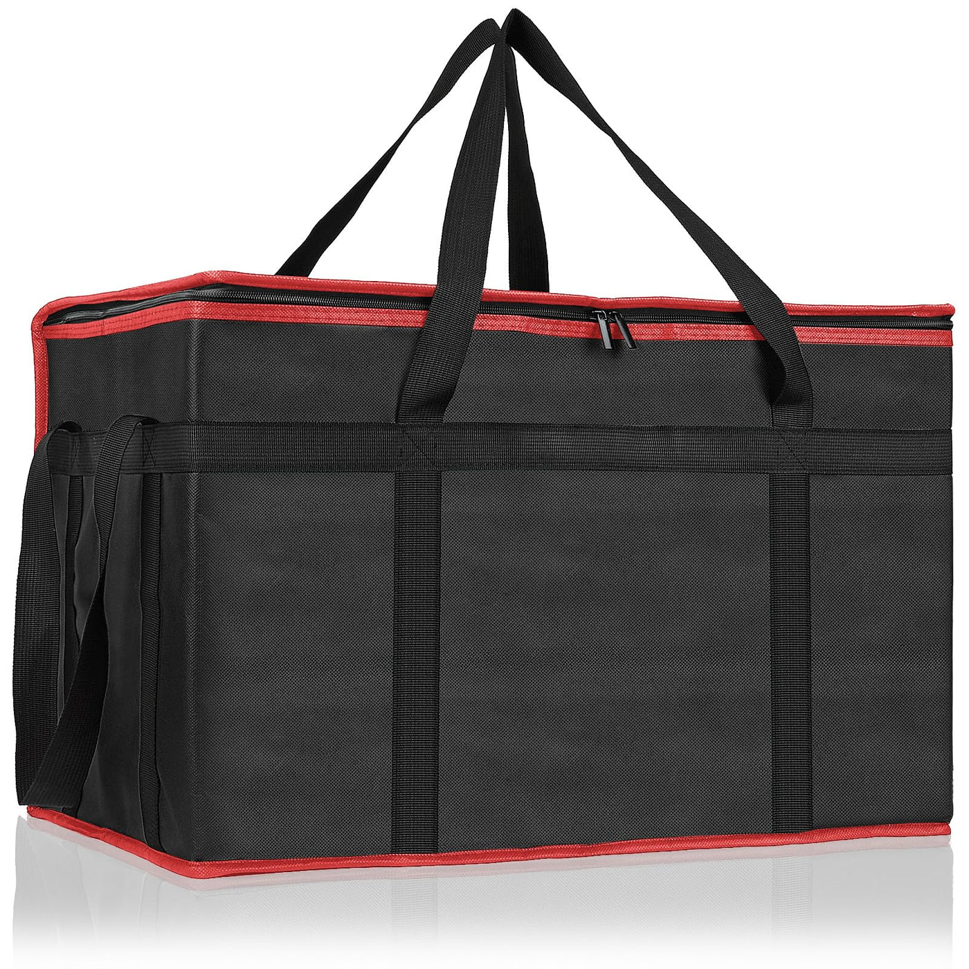 PEASUG Insulated Bags for Food Delivery, XXXL Pizza Delivery Bags, Large Capacity Cooler Bag Keep Food Warm for Grocery Shopping and Catering, Foldable, Heavy-Duty (Black)