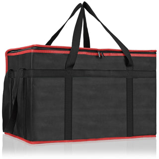 PEASUG Insulated Bags for Food Delivery, XXXL Pizza Delivery Bags, Large Capacity Cooler Bag Keep Food Warm for Grocery Shopping and Catering, Foldable, Heavy-Duty (Black)