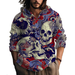 MARSVOVO Hooded Long Sleeve Shirt Men Fashion Graphic Button Up Lightweight Big and Tall Casual Vacation Shirts for Men
