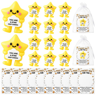 Gejoy 12 Pcs Pocket Hug Gift Set Tiny Rubber Figurines with Inspirational Message Organza Bags Glue Points Motivational Positive Gifts for Graduation Family Friends Colleagues Teachers(Stylish)