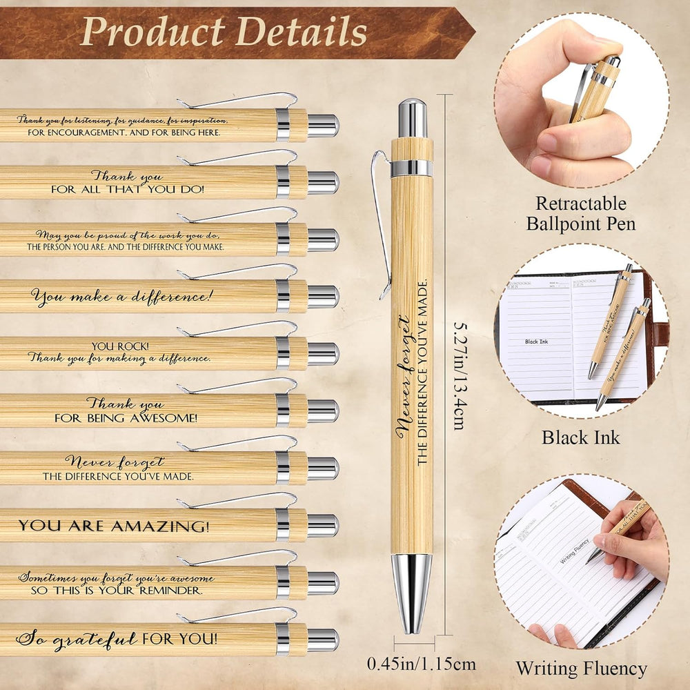 Dispowreath 10 Sets Thank You Leather Journal Bulk Fathers Day Coworkers Gift Inspirational Notebook with Bamboo Pen CNA Week Gift Appreciation Notepad for Employee Teacher Nurse Staff (Dark Brown)
