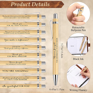 Dispowreath 10 Sets Thank You Leather Journal Bulk Fathers Day Coworkers Gift Inspirational Notebook with Bamboo Pen CNA Week Gift Appreciation Notepad for Employee Teacher Nurse Staff (Dark Brown)